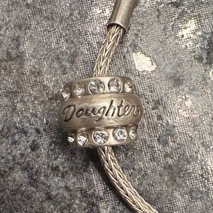 Silver 'Daughter' Charm Bracelet with crystal accents